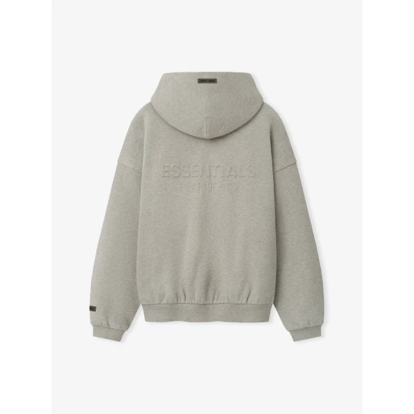 Fear of God Essentials Embossed 90s Relaxed Zip Up Hoodie in Ash Heather | Sweatshirts | Luxury Shoes 
