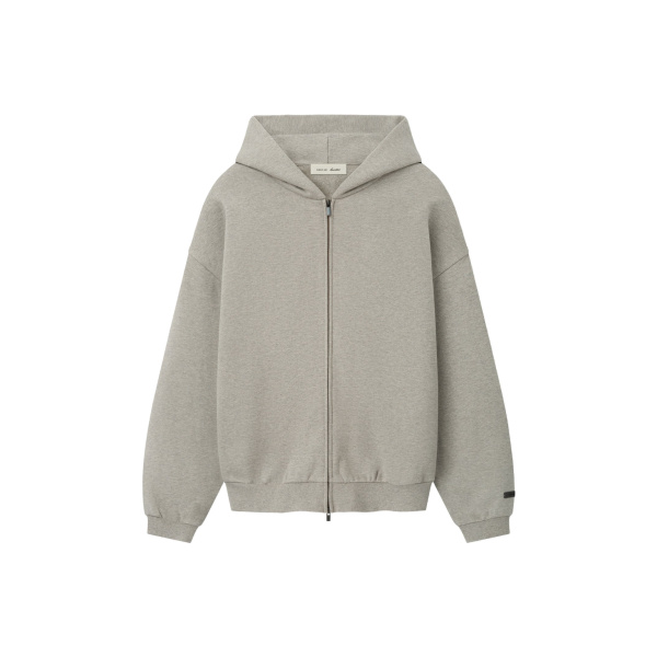 Fear of God Essentials Embossed 90s Relaxed Zip Up Hoodie in Ash Heather | Luxury Shoes 