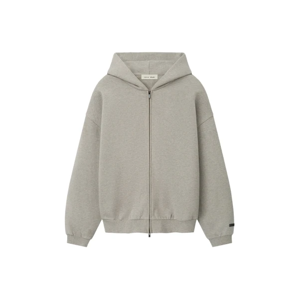 Fear of God Essentials Embossed 90s Relaxed Zip Up Hoodie in Ash Heather | Luxury Shoes 