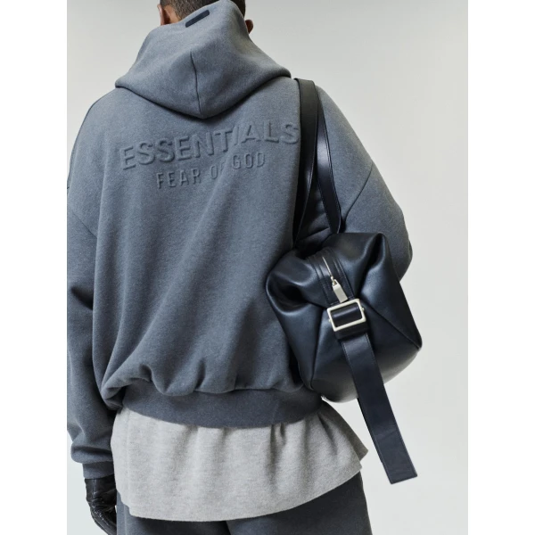 Fear of God Essentials Embossed 90s Relaxed Zip-Up Hoodie in Warm Heather | Sweatshirts | Luxury Shoes 