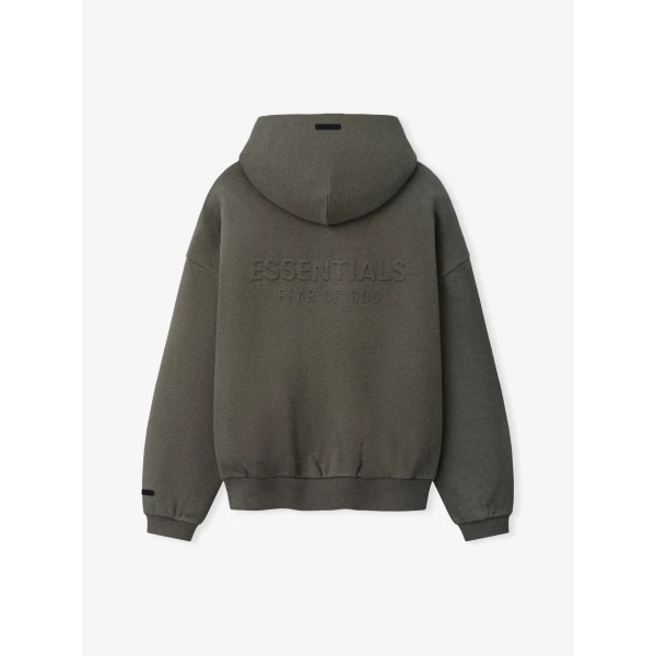 Fear of God Essentials Embossed 90s Relaxed Zip-Up Hoodie in Warm Heather | Sweatshirts | Luxury Shoes 