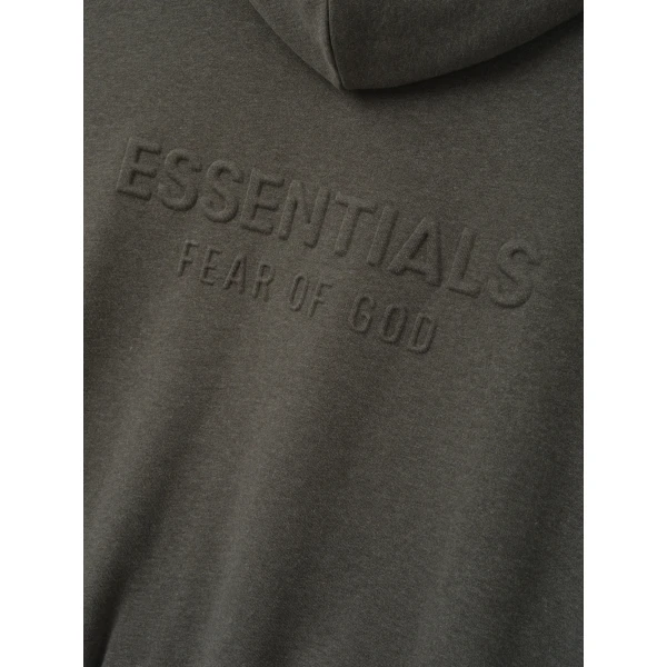 Fear of God Essentials Embossed 90s Relaxed Zip-Up Hoodie in Warm Heather | Sweatshirts | Luxury Shoes 