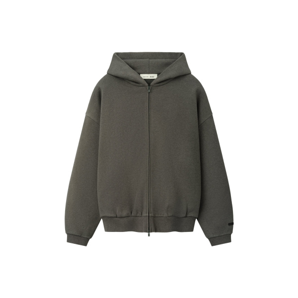 Fear of God Essentials Embossed 90s Relaxed Zip-Up Hoodie in Warm Heather | Luxury Shoes 