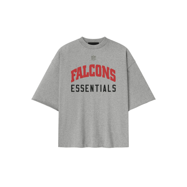 Fear of God Essentials Falcons 90s 3/4 Sleeve Football Tee in Concrete Heather | Luxury Shoes 