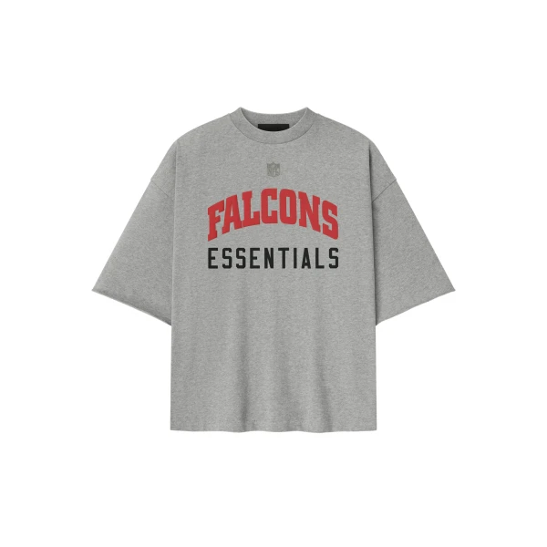 Fear of God Essentials Falcons 90s 3/4 Sleeve Football Tee in Concrete Heather | Luxury Shoes 