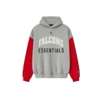 Fear of God Essentials Falcons Sport Hoodie in Concrete Heather and Red | Luxury Shoes 