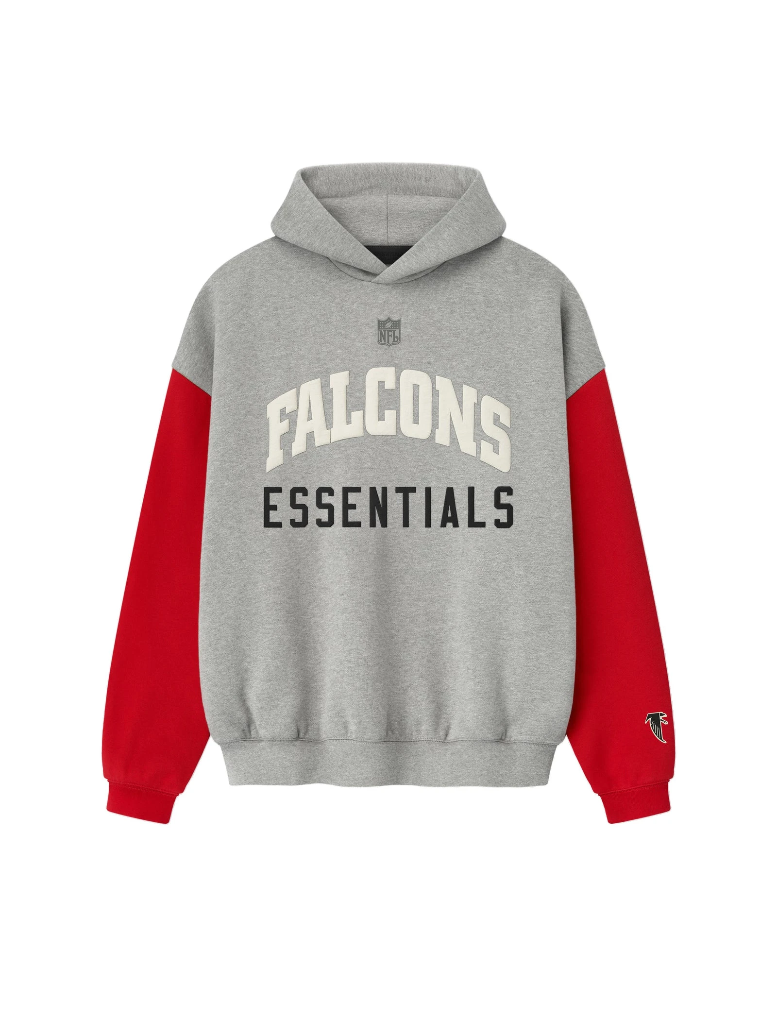 Fear of God Essentials Falcons Sport Hoodie in Concrete Heather and Red Fear of God Essentials Falcons Sport Hoodie in Concrete Heather and Red | Luxury Shoes