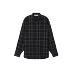 Fear of God Essentials Flannel Button Up Shirt in Vintage Black Plaid | Luxury Shoes 