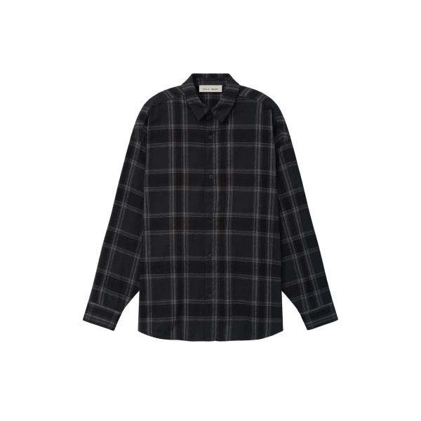Fear of God Essentials Flannel Button Up Shirt in Vintage Black Plaid | Luxury Shoes 