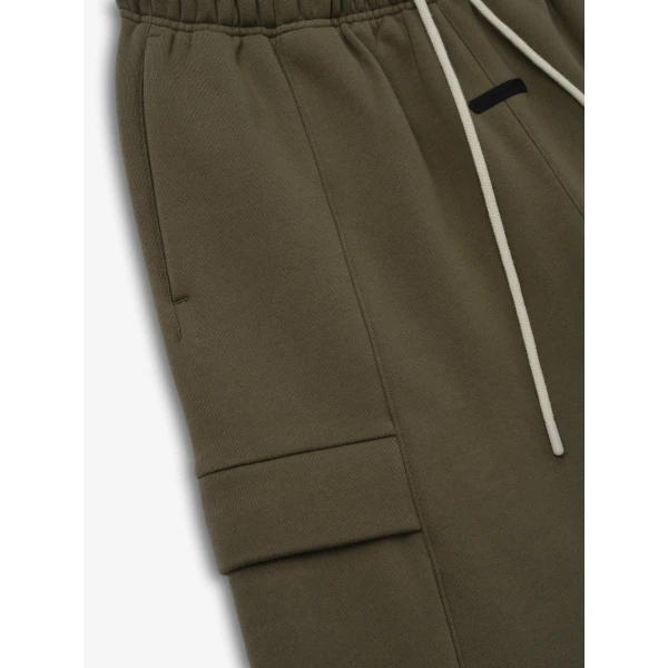 Fear of God Essentials Fleece Cargo Basketball Short in Moss | Shorts | Luxury Shoes 