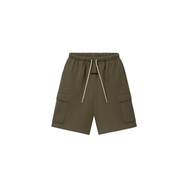 Fear of God Essentials Fleece Cargo Basketball Short in Moss | Luxury Shoes 