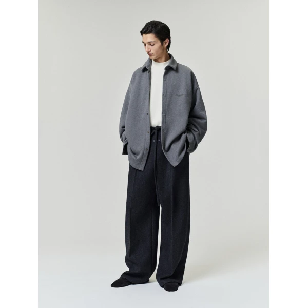 Fear of God Essentials Fleece Overshirt in Ash Heather | Men Shirts | Luxury Shoes 
