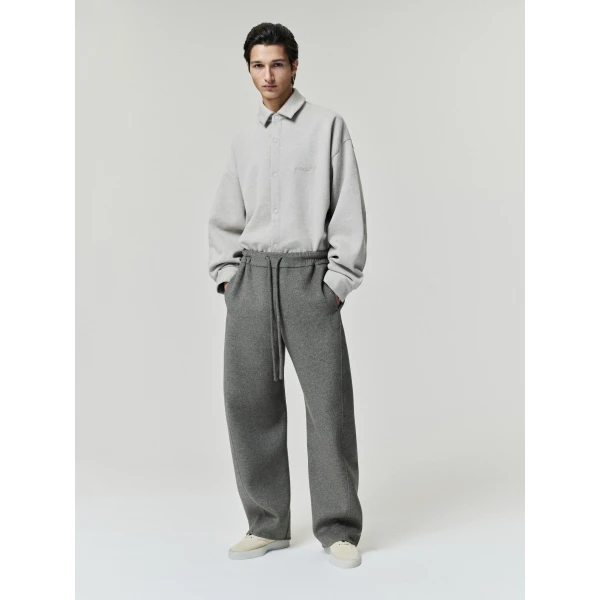 Fear of God Essentials Fleece Overshirt in Pyrite Heather | Men Shirts | Luxury Shoes 
