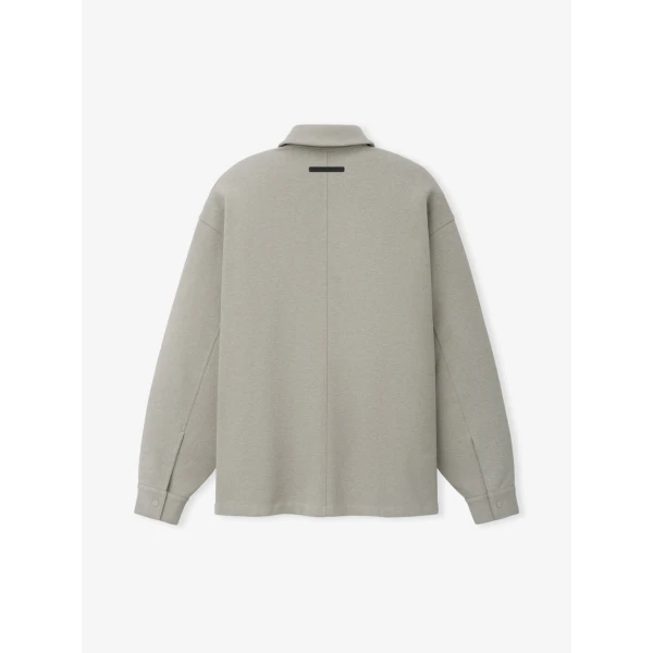 Fear of God Essentials Fleece Overshirt in Pyrite Heather | Men Shirts | Luxury Shoes 