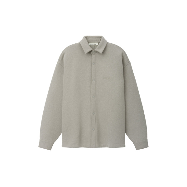 Fear of God Essentials Fleece Overshirt in Pyrite Heather | Luxury Shoes 
