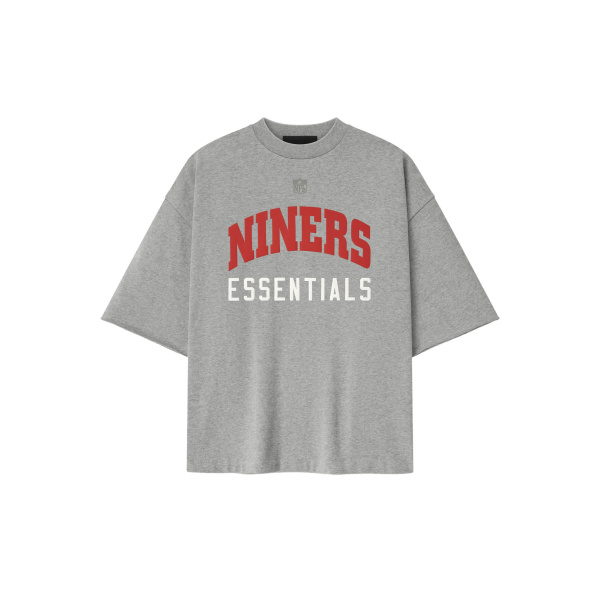 Fear of God Essentials Forty Niners 90s 3/4 Sleeve Football Tee in Concrete Heather | Luxury Shoes 
