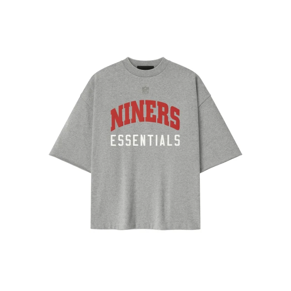 Fear of God Essentials Forty Niners 90s 3/4 Sleeve Football Tee in Concrete Heather | Luxury Shoes 