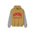 Fear of God Essentials Forty Niners Sport Hoodie in Prairie Sand and Concrete Heather | Luxury Shoes 