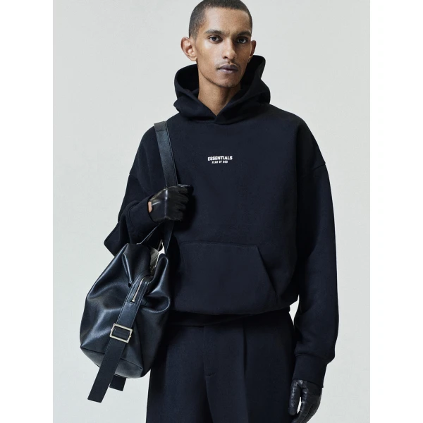 Fear of God Essentials Front Logo Classic Hoodie in Black | Sweatshirts | Luxury Shoes 