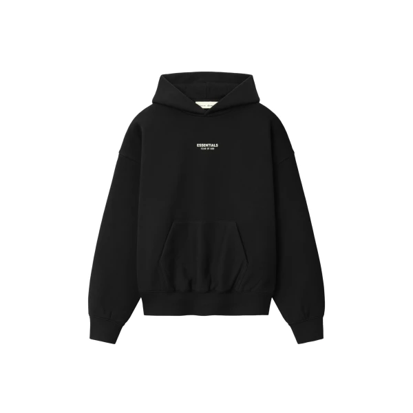 Essentials Front Logo Classic Hoodie in Black
