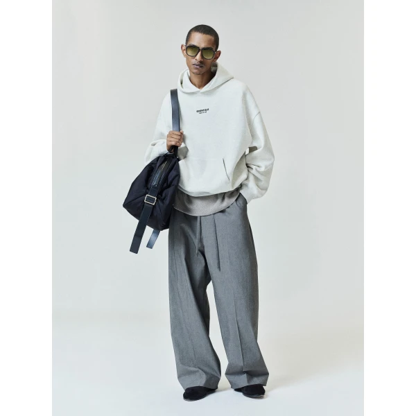 Fear of God Essentials Front Logo Classic Hoodie in Oatmeal Heather | Sweatshirts | Luxury Shoes 
