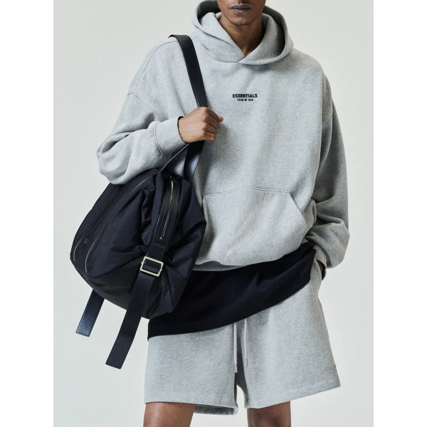 Fear of God Essentials Front Logo Classic Hoodie in Warm Heather | Sweatshirts | Luxury Shoes 