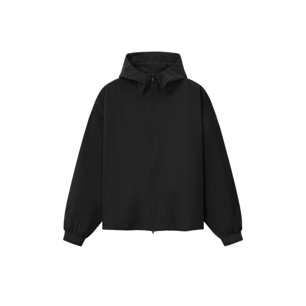 Fear of God Essentials Full Zip Hooded Anorak in Vintage Black | Luxury Shoes 