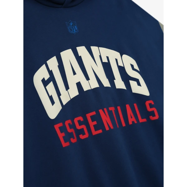 Fear of God Essentials Giants Sport Hoodie in Blue Estate and Concrete Heather | Sweatshirts | Luxury Shoes 