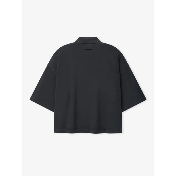 Fear of God Essentials Heavy Jersey Cropped Polo in Washed Iron Grey | Men Shirts | Luxury Shoes 