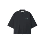 Fear of God Essentials Heavy Jersey Cropped Polo in Washed Iron Grey | Luxury Shoes 