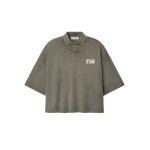 Fear of God Essentials Heavy Jersey Cropped Polo in Washed Seal | Luxury Shoes 