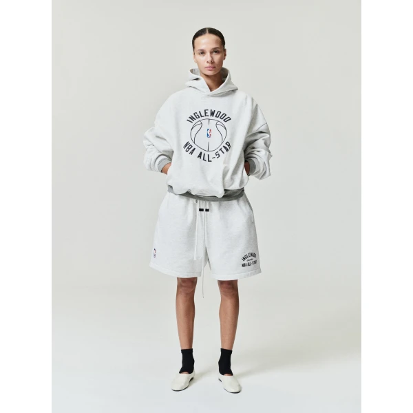Fear of God Essentials Inglewood x All Star Weekend 2026 90s Hoodie in Oatmeal Heather | Sweatshirts | Luxury Shoes 