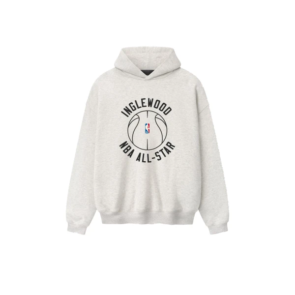 Fear of God Essentials Inglewood x All Star Weekend 2026 90s Hoodie in Oatmeal Heather | Luxury Shoes 