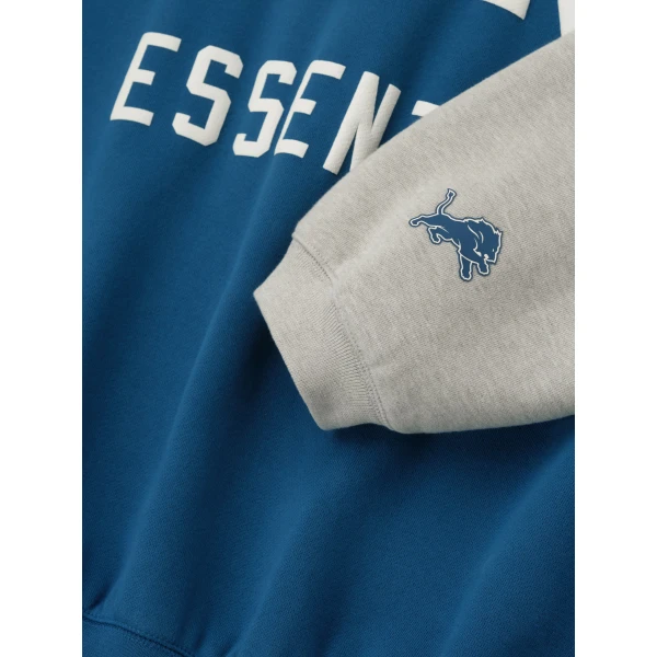 Fear of God Essentials Lions Sport Hoodie in Blue Sapphire and Heather Stone | Sweatshirts | Luxury Shoes 