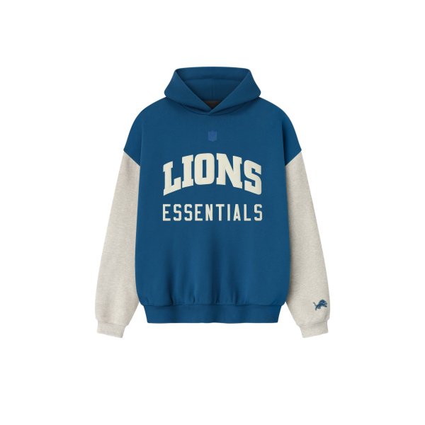 Fear of God Essentials Lions Sport Hoodie in Blue Sapphire and Heather Stone | Luxury Shoes 