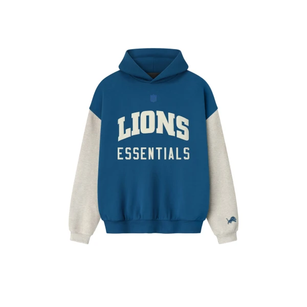 Fear of God Essentials Lions Sport Hoodie in Blue Sapphire and Heather Stone | Luxury Shoes 