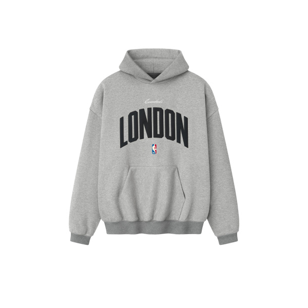 Fear of God Essentials London 90s Hoodie in Concrete Heather | Luxury Shoes 