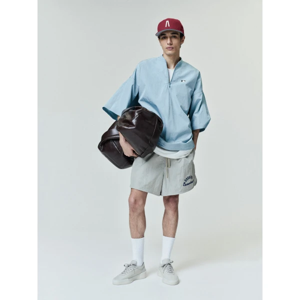Fear of God Essentials MLB 3/4 Sleeve Pullover in Stone Blue | Sweatshirts | Luxury Shoes 