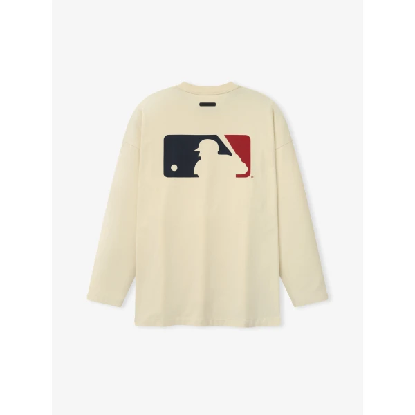 Fear of God Essentials MLB Boxy Long Sleeve Tee in Oat | T-shirts & vests | Luxury Shoes 