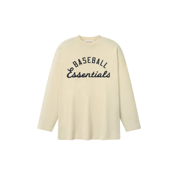 Fear of God Essentials MLB Boxy Long Sleeve Tee in Oat | Luxury Shoes 