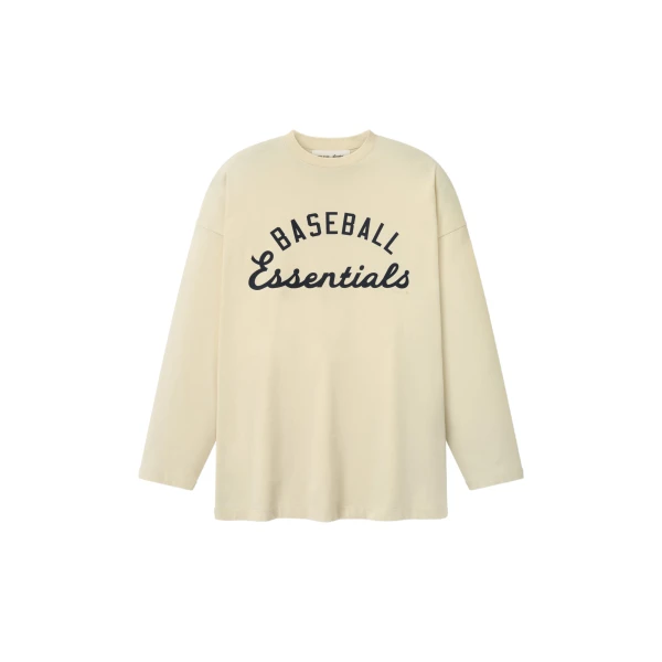 Fear of God Essentials MLB Boxy Long Sleeve Tee in Oat | Luxury Shoes 