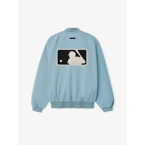 Fear of God Essentials MLB Full Zip Bomber in Stone Blue | Men Jackets | Luxury Shoes 