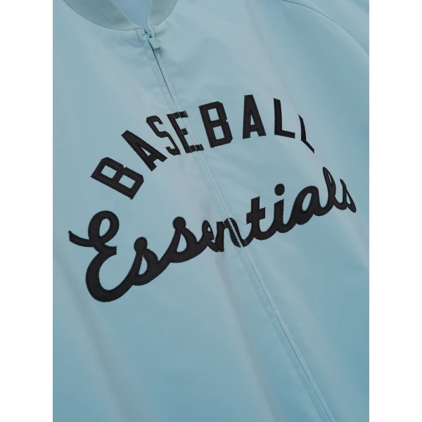 Fear of God Essentials MLB Full Zip Bomber in Stone Blue | Men Jackets | Luxury Shoes 