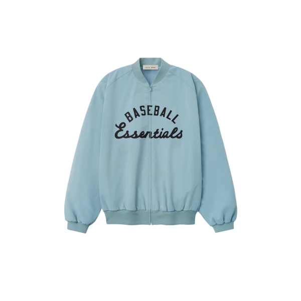 Fear of God Essentials MLB Full Zip Bomber in Stone Blue | Luxury Shoes 