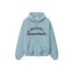Fear of God Essentials MLB Full Zip Sport Hoodie in Stone Blue | Luxury Shoes 