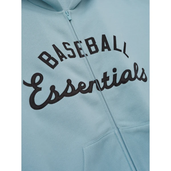 Fear of God Essentials MLB Full Zip Sport Hoodie in Stone Blue | Sweatshirts | Luxury Shoes 