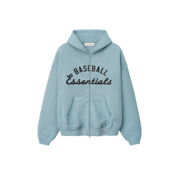 Fear of God Essentials MLB Full Zip Sport Hoodie in Stone Blue | Luxury Shoes 
