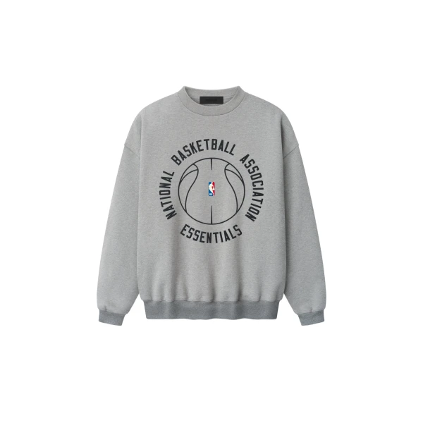 Fear of God Essentials NBA x Barkley Hendricks 90s Crewneck in Concrete Heather | Luxury Shoes 