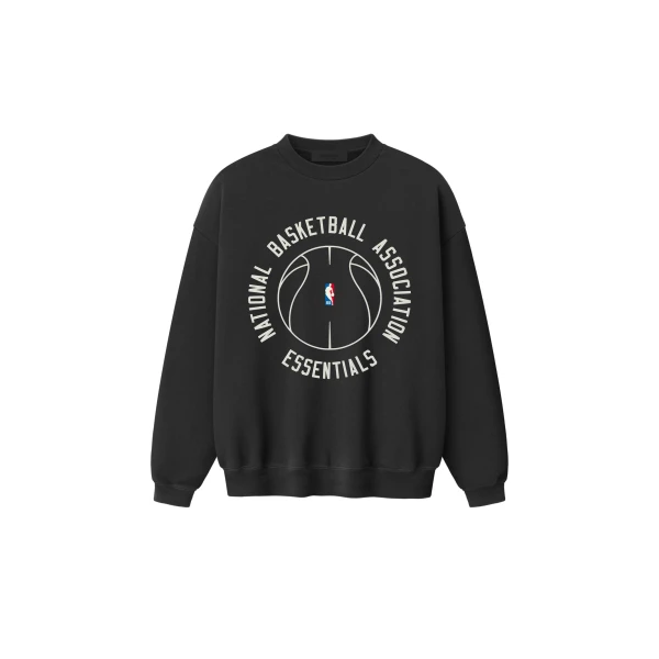 Fear of God Essentials NBA x Barkley Hendricks 90s Crewneck in Faded Black | Luxury Shoes 