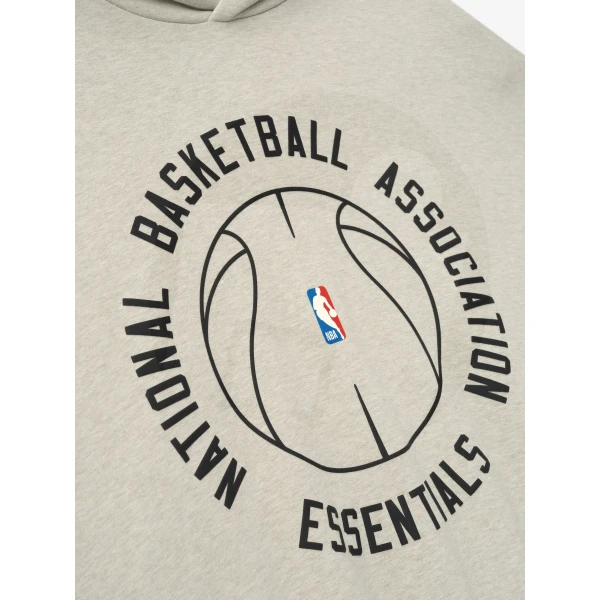 Fear of God Essentials NBA x Barkley Hendricks 90s Hoodie in Heather Stone with and Heather Rib | Sweatshirts | Luxury Shoes 